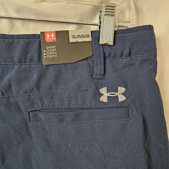 Under Armour Heat Gear Shorts Youth Boy XL NWT Navy Blue Activewear School - Picture 3 of 5